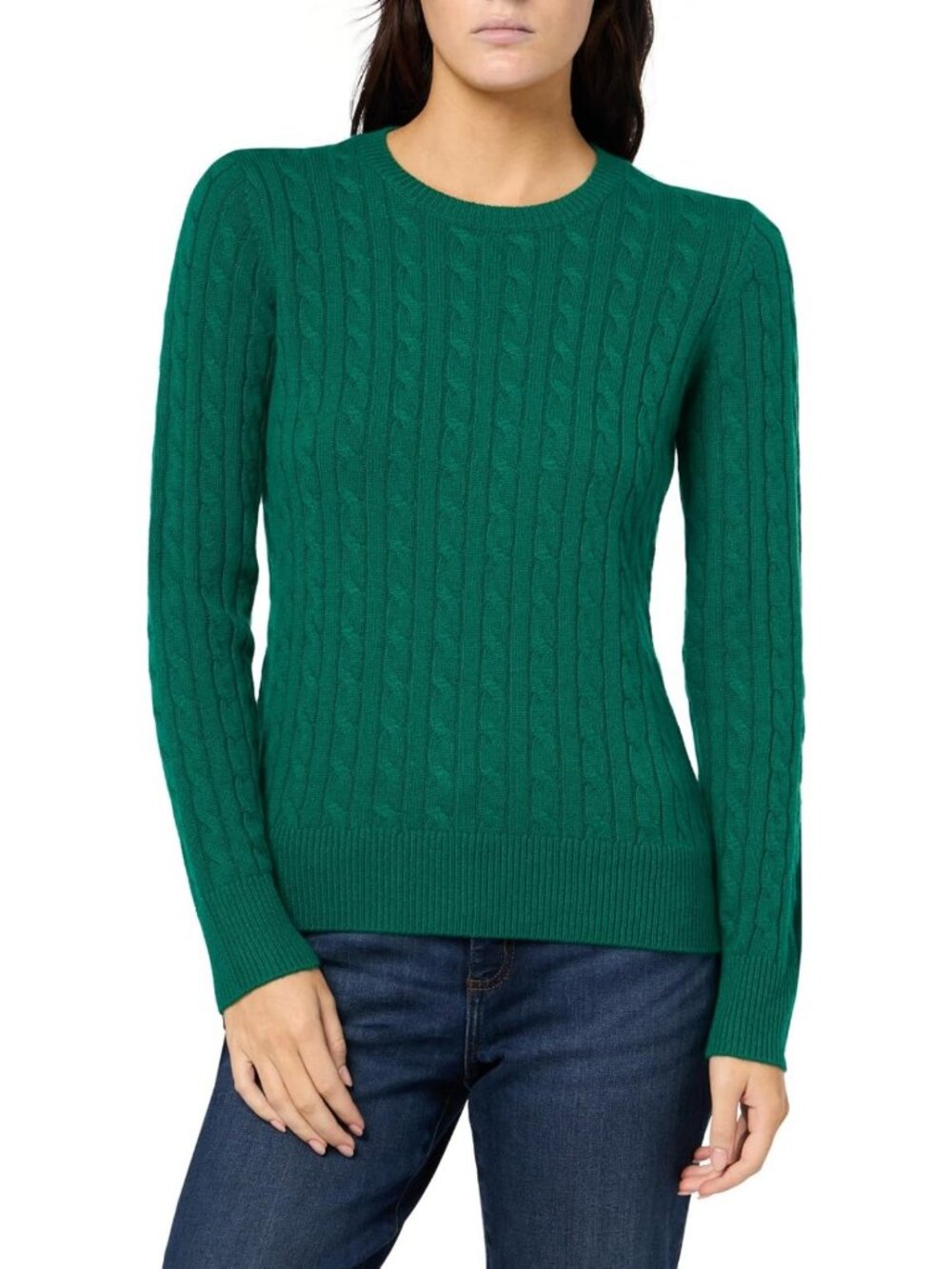 Cozy Women's Cashmere Wool Cable Knit Crewneck Sweater - Perfect for Fall!